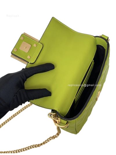 Fendi Mini Baguette Light Green FF Leather Shoulder Crossbody Bag 0135AS Green 2523546