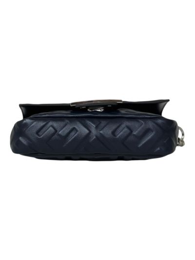 Fendi Mini Baguette Navy Blue FF Leather Shoulder Crossbody Bag 0135AS Navy 2523541