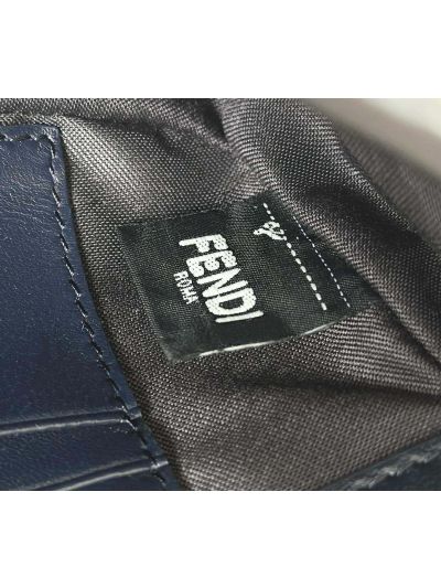 Fendi Mini Baguette Navy Blue FF Leather Shoulder Crossbody Bag 0135AS Navy 2523541