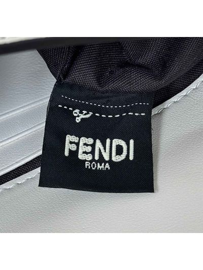 Fendi Mini Baguette White FF Leather Shoulder Crossbody Bag 0135AS White 2523552