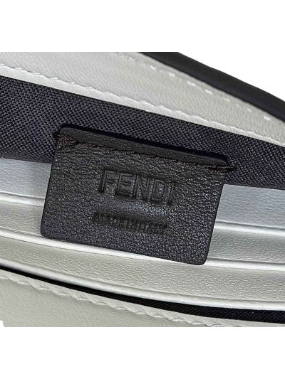 Fendi Mini Baguette White FF Leather Shoulder Crossbody Bag 0135AS White 2523552
