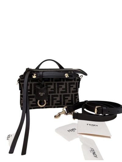 Fendi Mini Boston Travel Bag Brown FF Jacquard Canvas A8665s