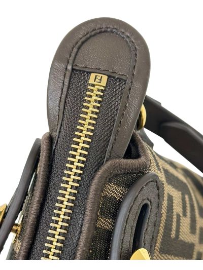 Fendi Mini Boston Travel Bag Brown FF Jacquard Canvas A8665s Brown 2523766