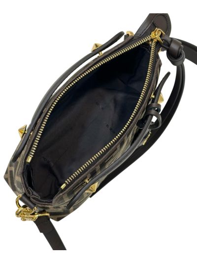 Fendi Mini Boston Travel Bag Brown FF Jacquard Canvas A8665s Brown 2523766