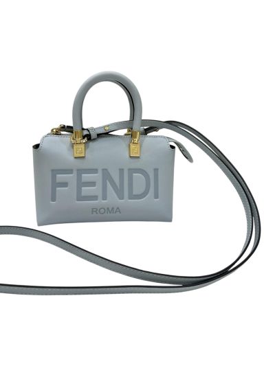 Fendi Mini By The Way Small Boston Bag Light Blue Leather A8570