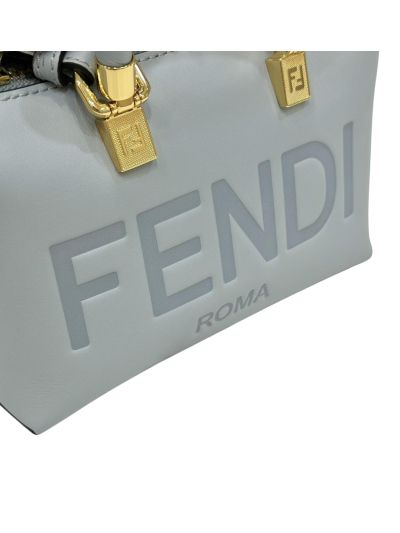 Fendi Mini By The Way Small Boston Bag Light Blue Leather A8570 Blue 2523799