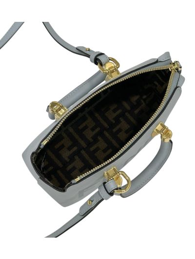 Fendi Mini By The Way Small Boston Bag Light Blue Leather A8570 Blue 2523799