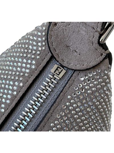 Fendi Mini Fendigraphy Silver Crystals Hobo Shoulder Bag A8688 Silver 2523508