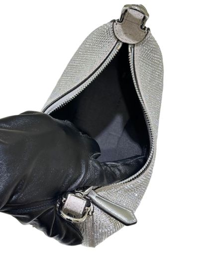 Fendi Mini Fendigraphy Silver Crystals Hobo Shoulder Bag A8688 Silver 2523508