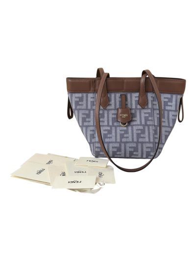 Fendi Mini Origami Light Blue FF Denim Fabric Bucket Shoulder Bag 8626CS