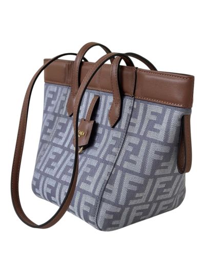 Fendi Mini Origami Light Blue FF Denim Fabric Bucket Shoulder Bag 8626CS Blue 2523536