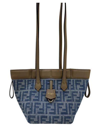 Fendi Mini Origami Light Blue FF Denim Fabric Bucket Shoulder Bag 8626s