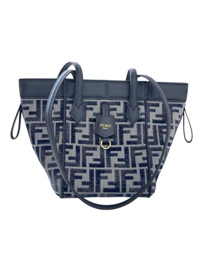 Fendi Mini Origami Navy Blue FF Denim Fabric Bucket Shoulder Bag 8626s