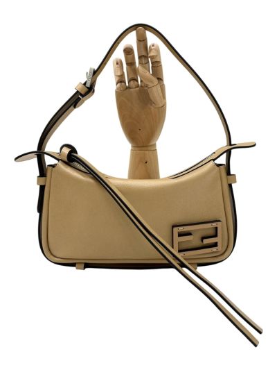 Fendi Mini Simply Fendi Beige Calfskin Leather Shoulder Bag 8662As
