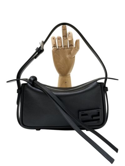 Fendi Mini Simply Fendi Black Calfskin Leather Shoulder Bag 8662As