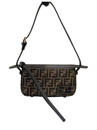 Fendi Mini Simply Fendi Brown FF Jacquard Fabric Shoulder Bag A8662