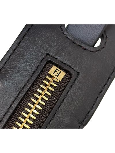 Fendi Mini Simply Fendi Brown FF Jacquard Fabric Shoulder Bag A8662 Brown 2523768