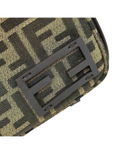 Fendi Mini Simply Fendi Brown FF Jacquard Fabric Shoulder Bag A8662 Brown 2523768