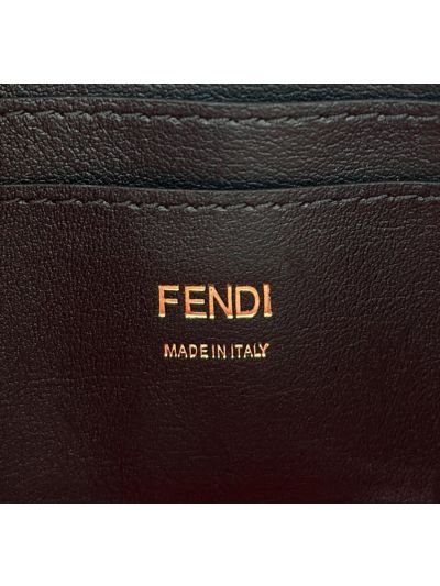 Fendi Monster Eyes Black Yellow Leather Clutch Shoulder Bag A8673 Black 2523680