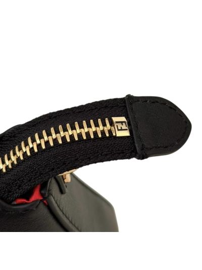 Fendi Monster Eyes Black Yellow Leather Clutch Shoulder Bag A8673 Black 2523680