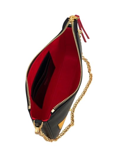 Fendi Monster Eyes Black Yellow Leather Clutch Shoulder Bag A8673 Black 2523680