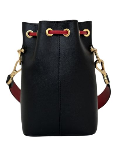 Fendi Monster Eyes Black Yellow Leather Mon Tresor Bucket Shoulder Bag A8676 Black 2523679