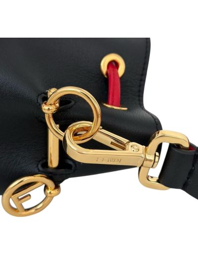 Fendi Monster Eyes Black Yellow Leather Mon Tresor Bucket Shoulder Bag A8676 Black 2523679