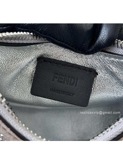 Fendi Nano Fendigraphy Silver Crystals Hobo Shoulder Bag A8688 Silver 2523507