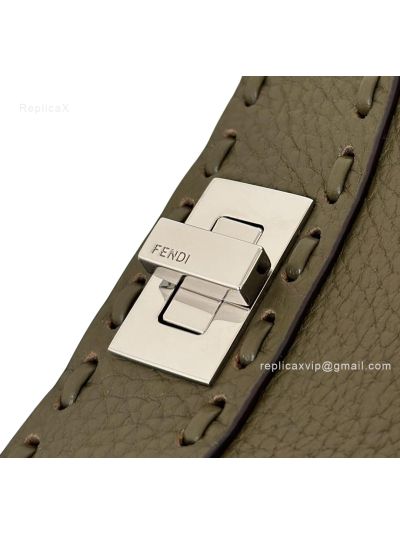 Fendi Peekaboo ISeeU Dark Green Grained Leather Shoulder Bag 80133As Green 2523706