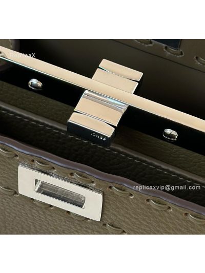 Fendi Peekaboo ISeeU Dark Green Grained Leather Shoulder Bag 80133As Green 2523706