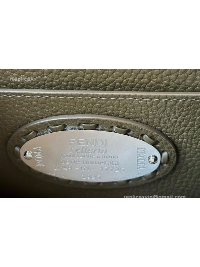 Fendi Peekaboo ISeeU Dark Green Grained Leather Shoulder Bag 80133As Green 2523706