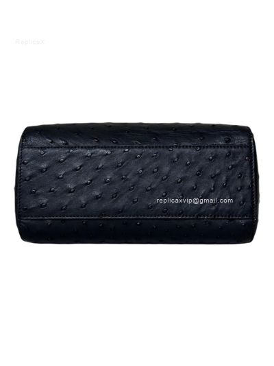 Fendi Peekaboo Mini Black Ostrich Leather Shoulder Crossbody Bag A66806 Black 2523651
