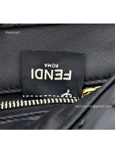 Fendi Peekaboo Mini Black Ostrich Leather Shoulder Crossbody Bag A66806 Black 2523651