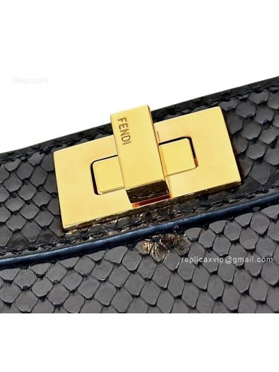Fendi Peekaboo Mini Black Precious Skin Leather Shoulder Crossbody Bag A66810 Black 2523650