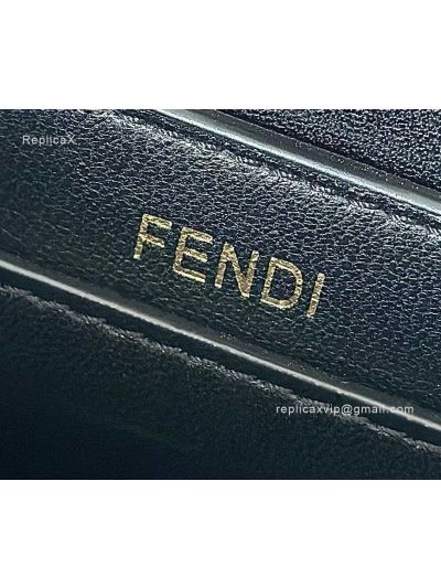 Fendi Peekaboo Mini Black Precious Skin Leather Shoulder Crossbody Bag A66810 Black 2523650