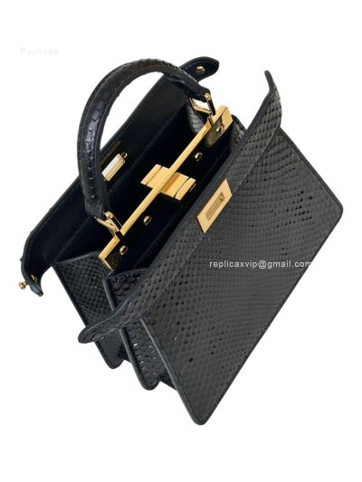 Fendi Peekaboo Mini Black Precious Skin Leather Shoulder Crossbody Bag A66810 Black 2523650