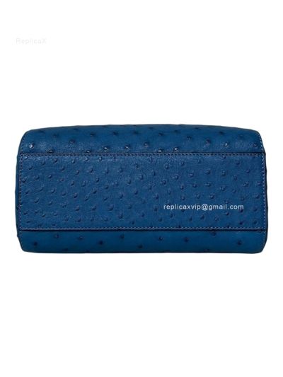 Fendi Peekaboo Mini Blue Ostrich Leather Shoulder Crossbody Bag A66806 Blue 2523652
