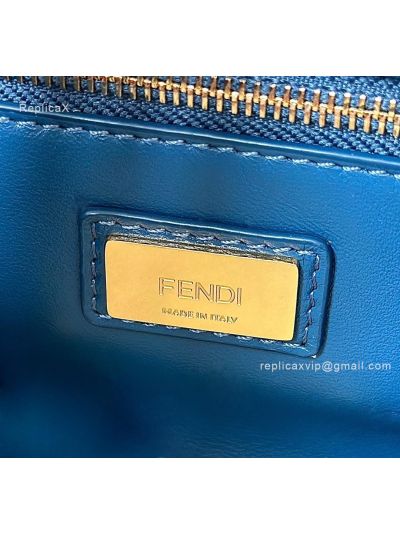 Fendi Peekaboo Mini Blue Ostrich Leather Shoulder Crossbody Bag A66806 Blue 2523652