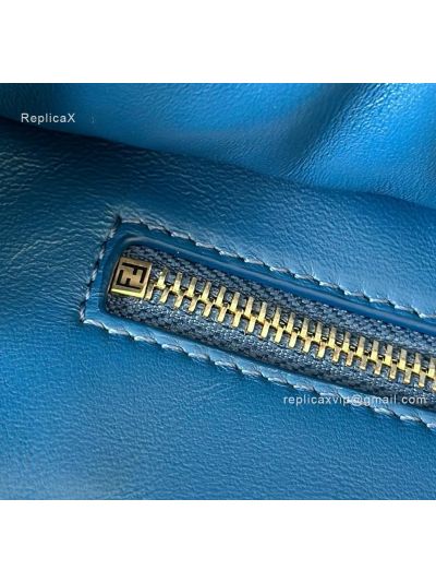 Fendi Peekaboo Mini Blue Ostrich Leather Shoulder Crossbody Bag A66806 Blue 2523652