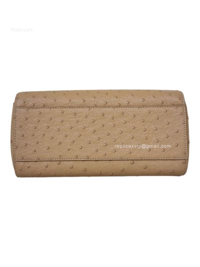 Fendi Peekaboo Mini Brown Ostrich Leather Shoulder Crossbody Bag A66806 Brown 2523656