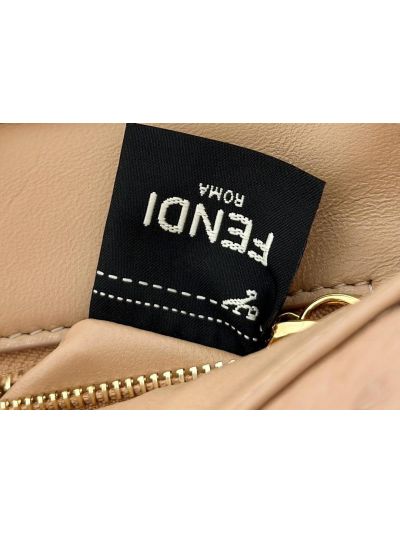 Fendi Peekaboo Mini Brown Ostrich Leather Shoulder Crossbody Bag A66806 Brown 2523656