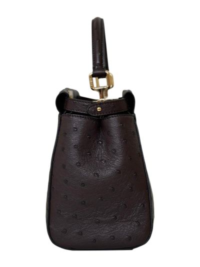 Fendi Peekaboo Mini Burgundy Ostrich Leather Shoulder Crossbody Bag A66806 Burgundy 2523654