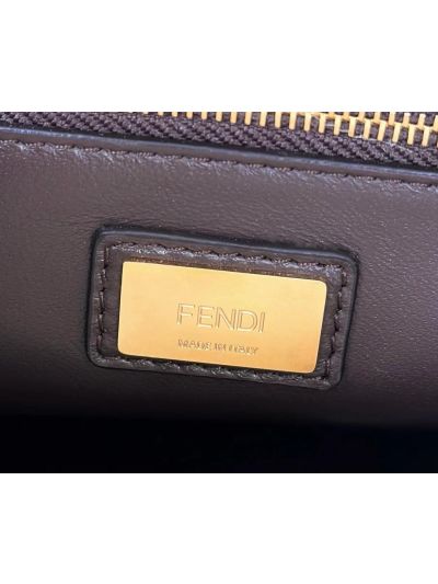 Fendi Peekaboo Mini Burgundy Ostrich Leather Shoulder Crossbody Bag A66806 Burgundy 2523654