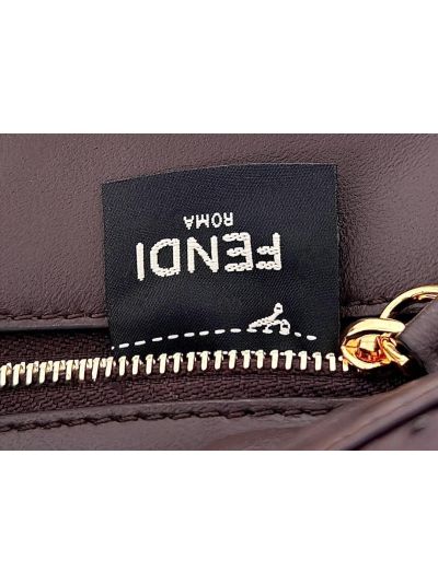 Fendi Peekaboo Mini Burgundy Ostrich Leather Shoulder Crossbody Bag A66806 Burgundy 2523654