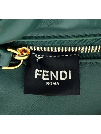 Fendi Peekaboo Mini Dark Green Ostrich Leather Shoulder Crossbody Bag A66806 Green 2523655