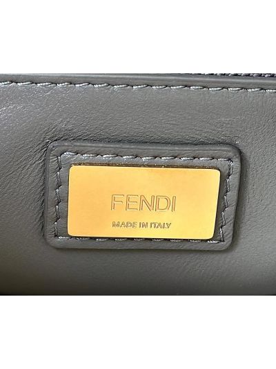 Fendi Peekaboo Mini Gray Ostrich Leather Shoulder Crossbody Bag A66806 Gray 2523653