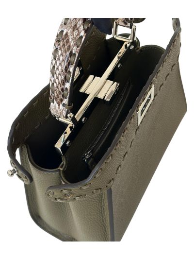 Fendi Peekaboo Small Mini Shoulder Crossbody Bag Dark Green Leather 8615 Green 2523732