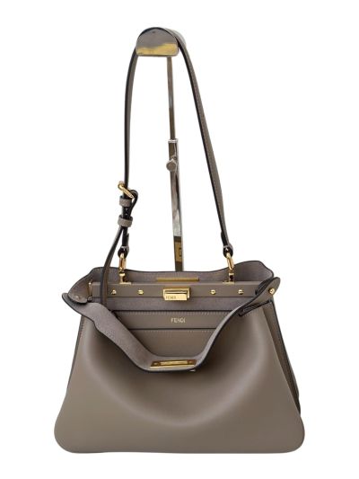 Fendi Peekaboo Small Soft Beige Leather Shoulder Crossbody Bag A80175