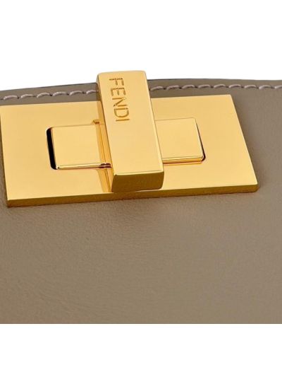 Fendi Peekaboo Small Soft Beige Leather Shoulder Crossbody Bag A80175 Beige 2523617