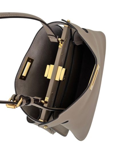 Fendi Peekaboo Small Soft Beige Leather Shoulder Crossbody Bag A80175 Beige 2523617